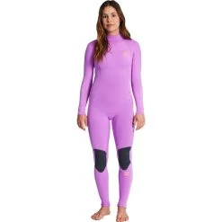 2024 Billabong Mujer Synergy 3/2mm Flatlock Back Zip Neopreno ABJW100140 - Bright Orchid
