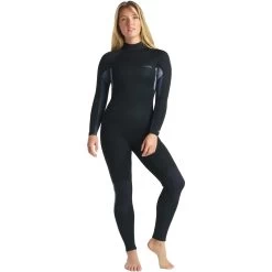 2024 C-Skins Mujer Surflite 5/4/3mm Back Zip Neopreno C-SL54WBZ - Raven Black / Black Tie Dye