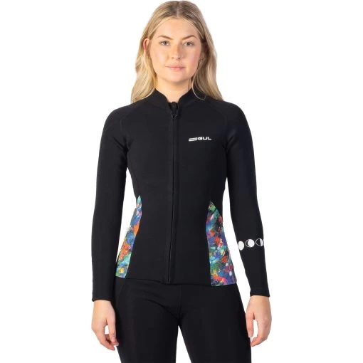 2024 Gul Luna7 Para Mujer Front Zip Chaqueta Traje Sup La6301-c1 - Negro / Jungla -Aqua Sport Tienda 202320Gul20Womens20Luna720Front20Zip20Wetsuit20Jacket20LA6301 C120 20Black2020Jungle20Main201.2000x2000
