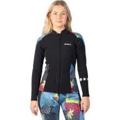 2024 Gul Luna7 Para Mujer Front Zip Chaqueta Traje Sup La6301-c1 - Tropical / Negro