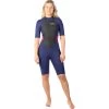 2024 Gul Mujer Response 3/2mm Back Zip Shorty Neopreno RE3318-C1 - Navy / Paisley