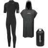2024 Nyord Hombres Tempus 2/2mm Manga Corta Chest Zip Neopreno & Northcore Changing Robe & 20L Dry Bag Bundle MT1 Black / Grey