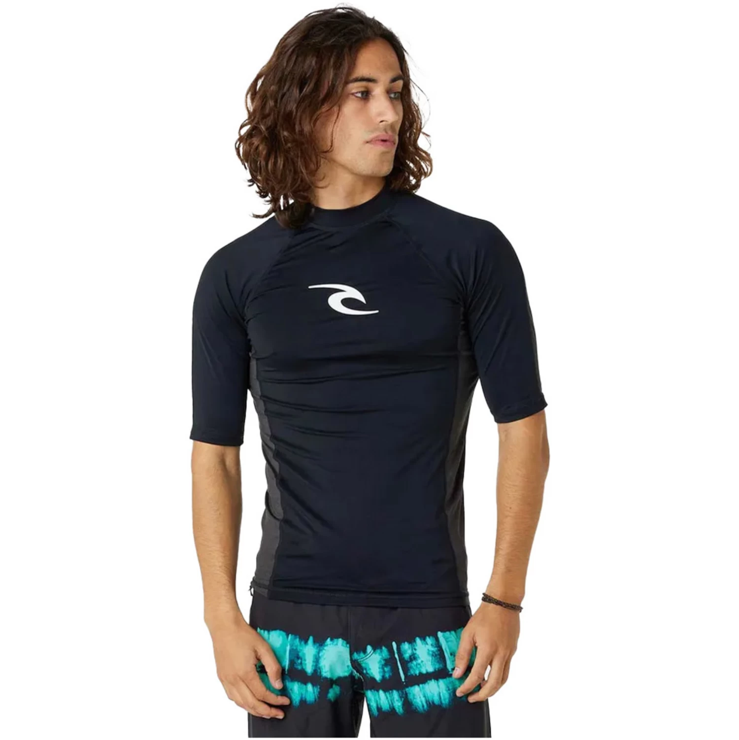 2024 Rip Curl Hombres Waves UPF Performance Chaleco De Lycra De Manga Corta 142MRV - Black 1 2024 Rip Curl Hombres Waves UPF Performance Chaleco De Lycra De Manga Corta 142MRV - Black