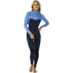 2024 Rip Curl Mujer Dawn Patrol Performance 3/2mm Chest Zip Sub Neopreno 14WWFS - Blue