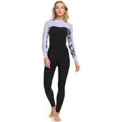 2024 Roxy Mujer Swell Series 4/3mm Gbs Back Zip Neopreno ERJW103124 - Anthracite Splash