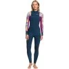 2024 Roxy Mujer Swell Series 4/3mm Gbs Chest Zip Neopreno ERJW103125 - Anthracite Hot Tropics Swim