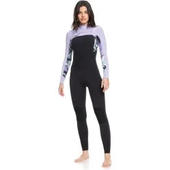 2024 Roxy Mujer Swell Series 4/3mm Gbs Chest Zip Neopreno ERJW103125 - Anthracite Splash