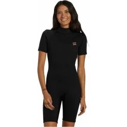 2024 Billabong Mujer Foil 2mm Back Zip Shorty Neopreno ABJW500112 - Black