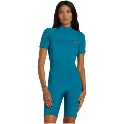 2024 Billabong Mujer Foil 2mm Back Zip Shorty Neopreno ABJW500112 - Marine