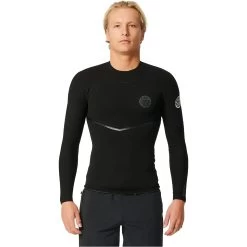 2024 Rip Curl Hombres E-Bomb 1.5mm Chaqueta De Neopreno De Manga Larga 121MWJ - Black