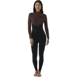 2024 Rip Curl Mujer E-Bomb 4/3mm Zip Free Neopreno 14KWFS - Chocolate Brown