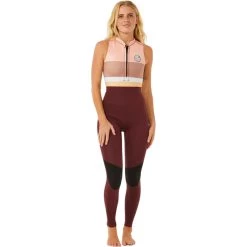 2024 Rip Curl Mujer G-Bomb 1.5mm Front Zip Long Jane Traje 15GWFS - Plum