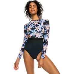 2024 Roxy Mujer Active Back Zip Mono De Surf ERJWR03754 - Anthracite Kiss