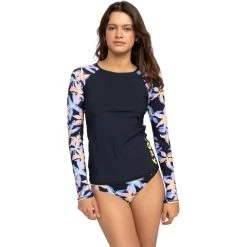 2024 Roxy Mujer Active Camiseta De Surf De Manga Larga UPF 50 ERJWR03749 - Anthracite Kiss