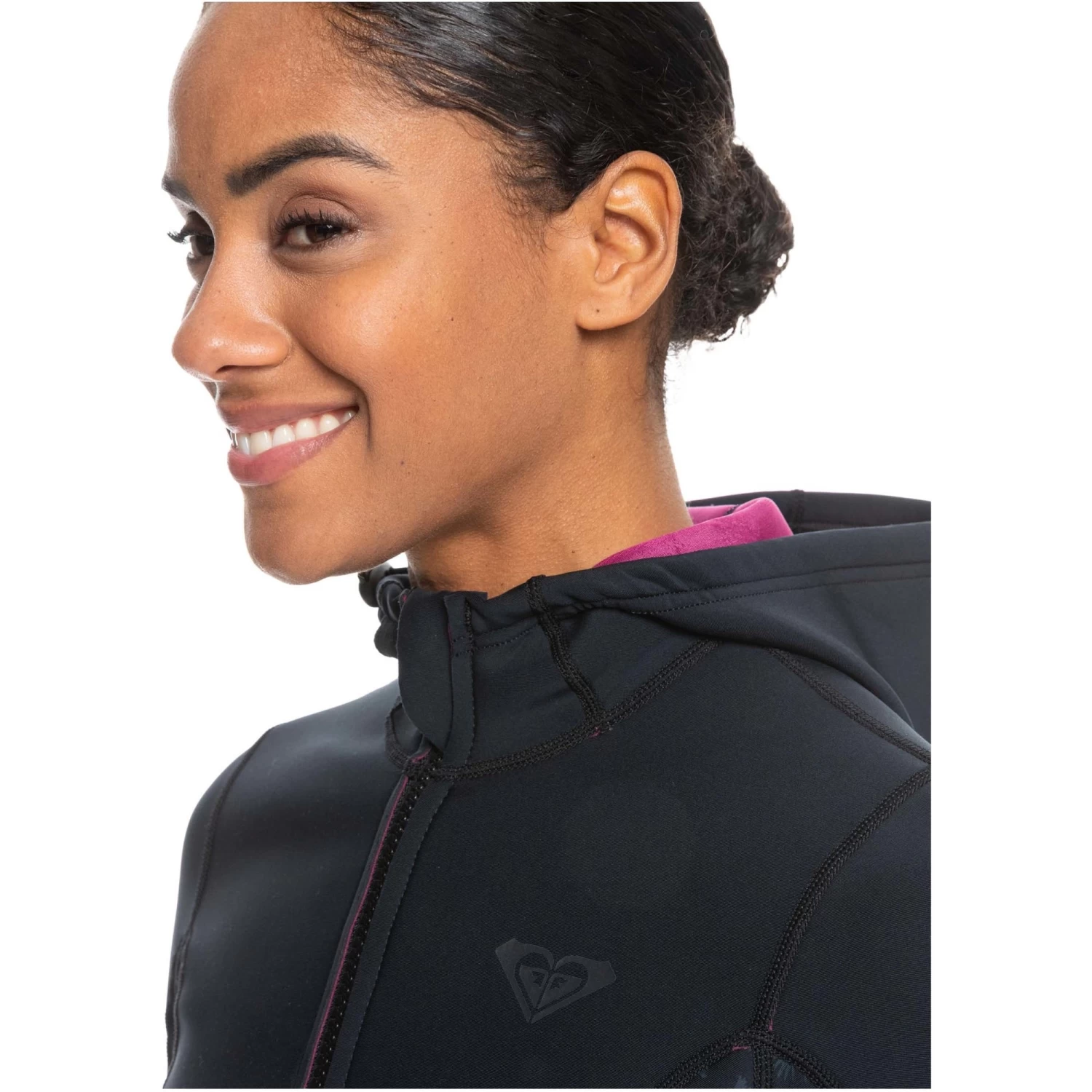 2024 Roxy Mujer Swell Series 1mm Chaqueta De Remo Con Capucha Erjw803027 -negro 4 2024 Roxy Mujer Swell Series 1mm Chaqueta De Remo Con Capucha Erjw803027 -negro - Imagen 4