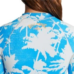 2024 Billabong Mujer Salty Dayz Light 1mm Manga Larga Neopreno De Primavera ABJW400106 - Blue Hawaii -Aqua Sport Tienda 43574 202320Billabong20Womens20Salty20Dayz20Light20Long20sleeved201mm20Chest20Zip20Shorty20Wetsuit20ABJW40010620 20Blue20Hawaii20Close20Up20Back.2000x2000