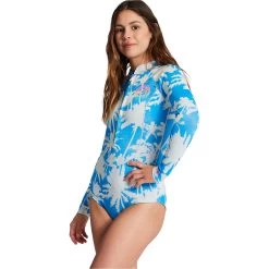 2024 Billabong Mujer Salty Dayz Light 1mm Manga Larga Neopreno De Primavera ABJW400106 - Blue Hawaii -Aqua Sport Tienda 43574 202320Billabong20Womens20Salty20Dayz20Light20Long20sleeved201mm20Chest20Zip20Shorty20Wetsuit20ABJW40010620 20Blue20Hawaii20Front.2000x2000
