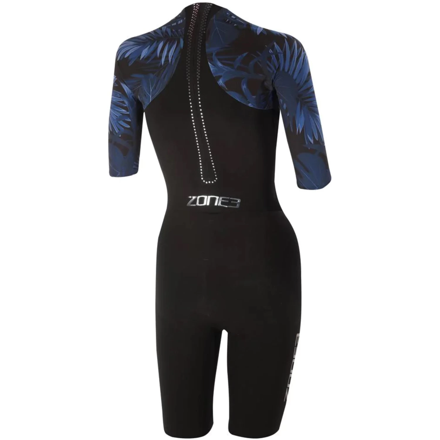2024 Zone3 Mujer Tropical Palm Back Zip Shorty Swimskin SS21WWTC101 - Black / Blue 2 2024 Zone3 Mujer Tropical Palm Back Zip Shorty Swimskin SS21WWTC101 - Black / Blue - Imagen 2