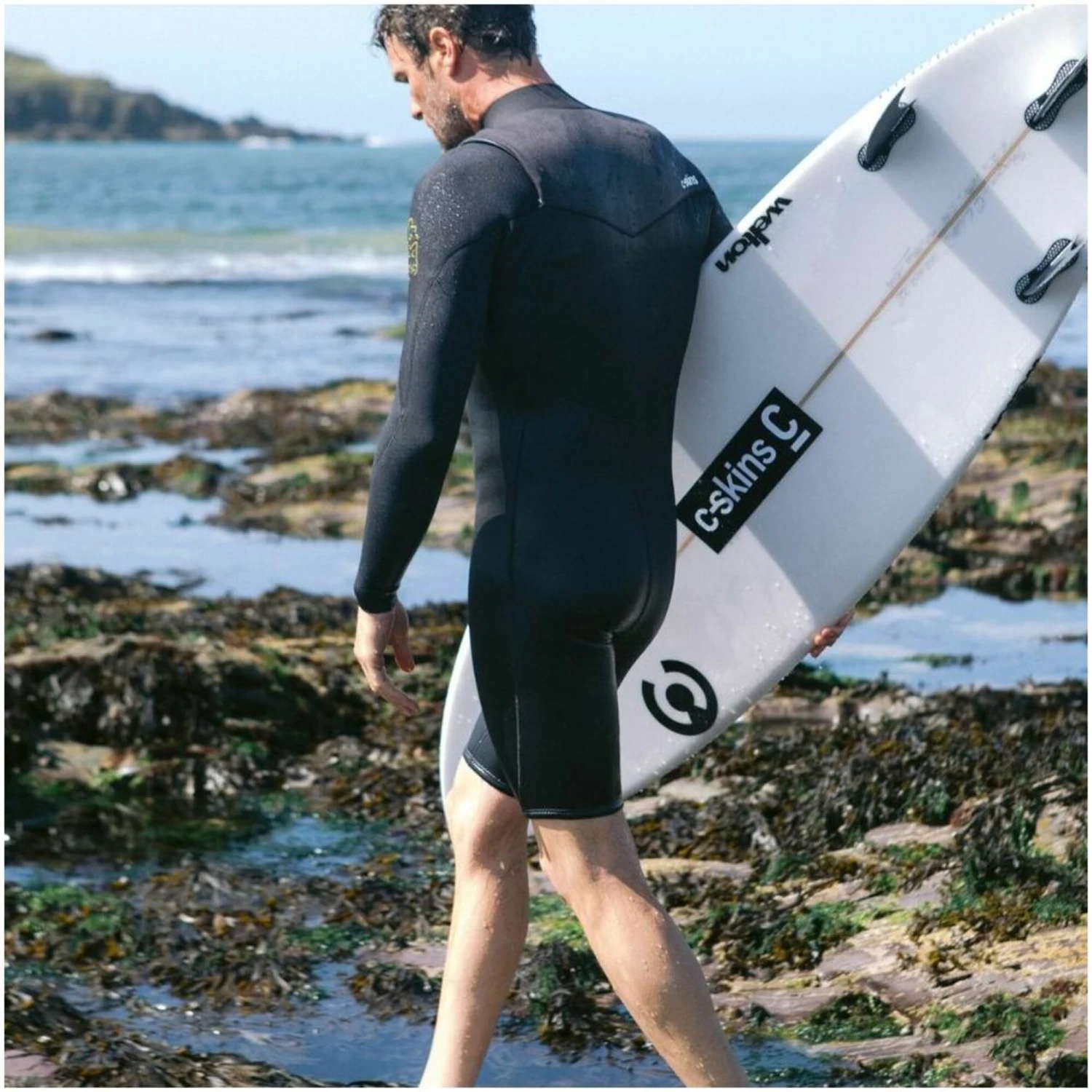 2024 C-Skins Hombres Session Manga Larga 3/2mm Gbs Chest Zip Shorty Neopreno C-SE32SPM - Black / Meteor X / Saffron 7 2024 C-Skins Hombres Session Manga Larga 3/2mm Gbs Chest Zip Shorty Neopreno C-SE32SPM - Black / Meteor X / Saffron - Imagen 7