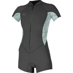 ONeill 2024 O'Neill Mujer Bahia 2/1mm Front Zip Shorty Neopreno 5293 - Graphite / Mirage Tropical