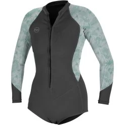ONeill 2024 O'Neill Mujer Bahia 2/1mm Manga Larga Front Zip Shorty Neopreno 5363 - Graphite / Mirage Tropical