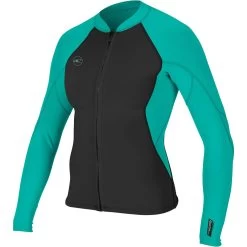 ONeill 2024 O'neill Mujeres Reactor Ii 1.5mm Front Zip Chaqueta De Neopreno 5294 - Negro / Aqua