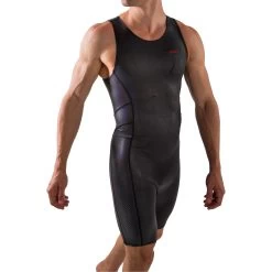 2024 Zone3 Hombres 1.5mm Neoprene Kneeskin Sin Mangas Shorty Neopreno NA18MKNE101 - Black / Red -Aqua Sport Tienda Zone3 Mens 1.5mm Neoprene Knewwskin Wetsuit NA18MKNE101 Black Red 3.2000x2000
