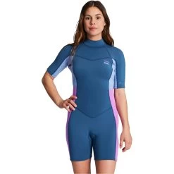 2024 Billabong Mujer Synergy 2mm Back Zip Shorty Neopreno ABJW500106 - Deep Sea