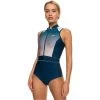 2023 Roxy Mujer Rise 1.5mm Front Zip Short Jane Neopreno ERJW603026 - Iodine Blue